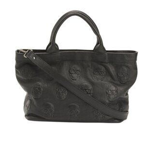 IO PELLE Black Made In Italy Leather Skull Satchel Black Med